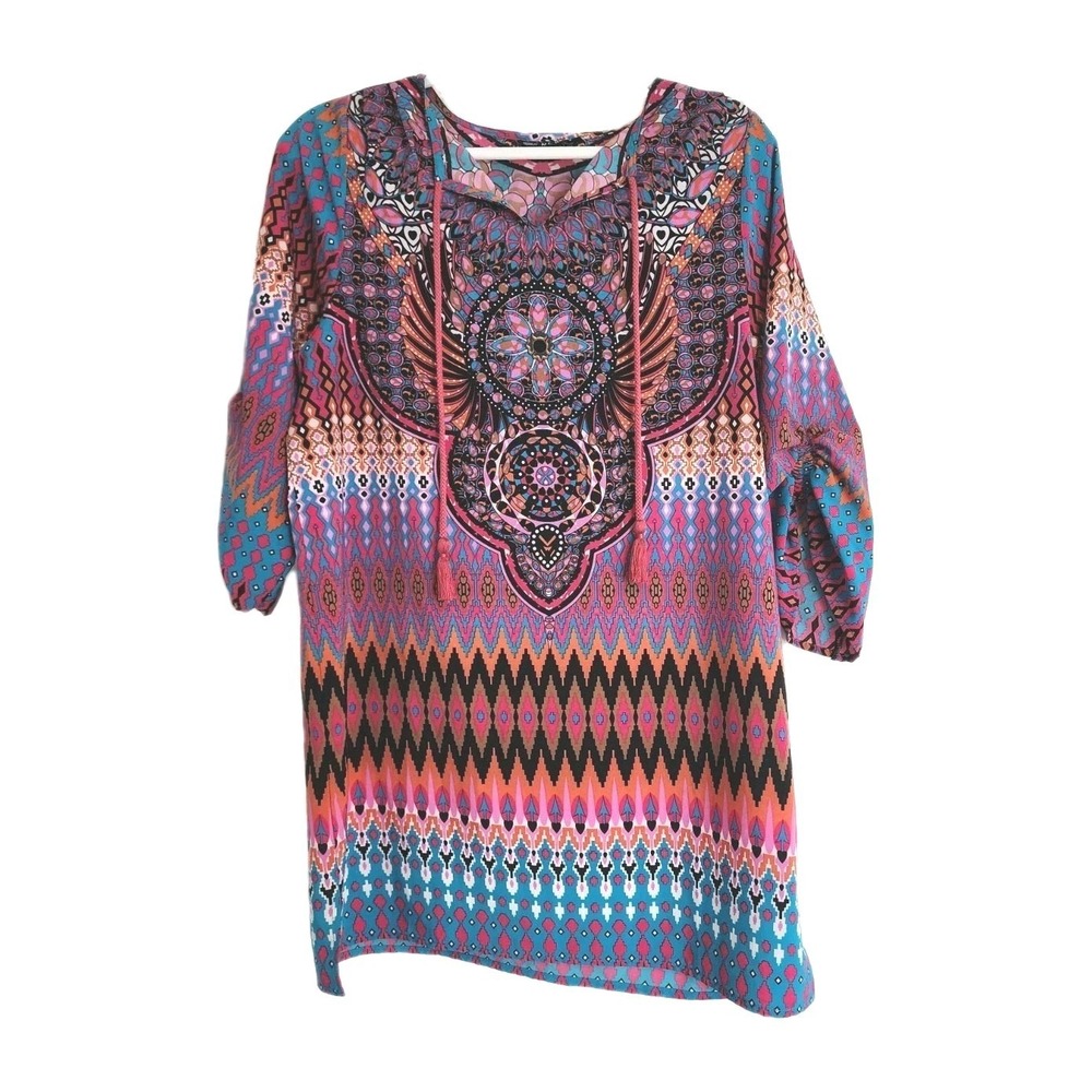 NLW Tunic Top Womens Medium Boho Made In Turkey Casual Festivals Concerts Fall